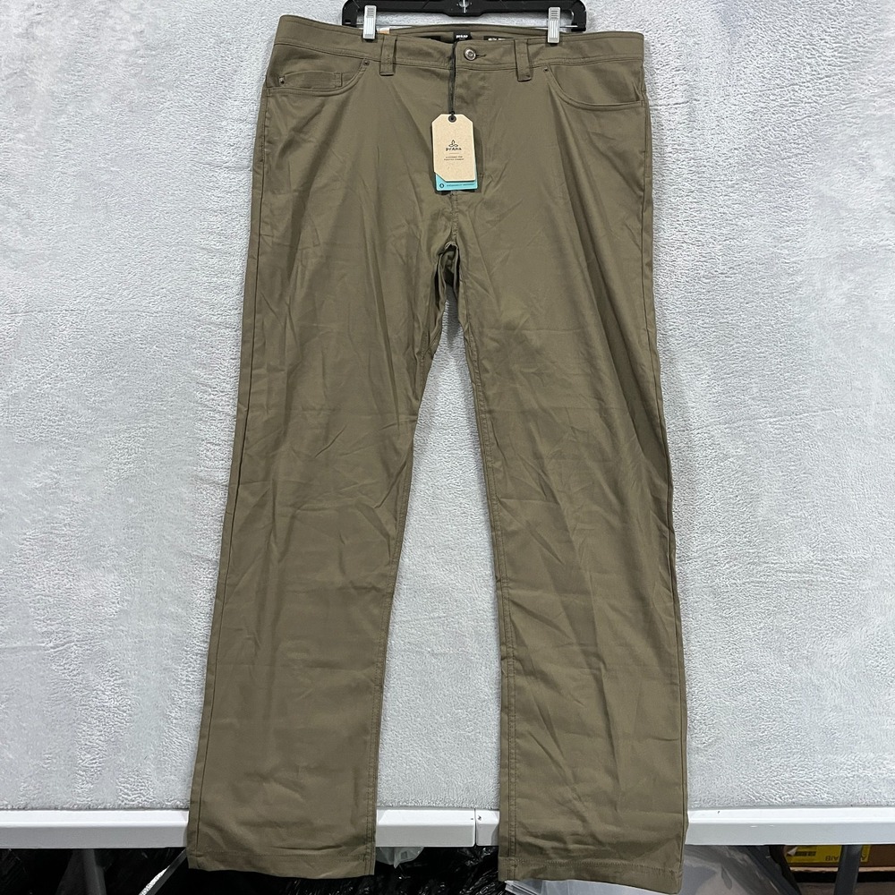 PrAna Brion II Slim Tapered Leg Pants Mensā 40/34 Slate Green Stretch 1965551